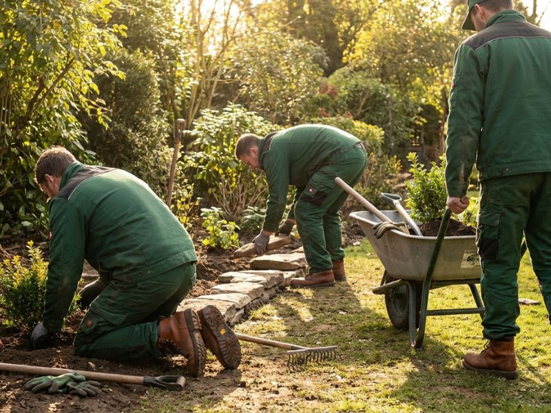 Das Team von W. Henkel bei der Gartenarbeit